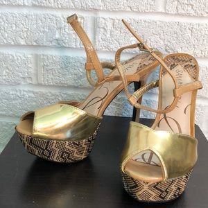 Gold Strappy Platform Stilettos